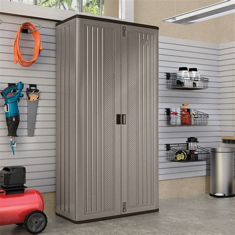The 2-door, 48in tall cabinet is engineered for quick assembly and includes 4 shelves; 3 of these are adjustable. . Garage storage cabinets lowes